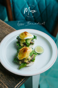 MUSE CAFE UBUD BALI poached eggs mushroom asparagus avocado eggs benedict